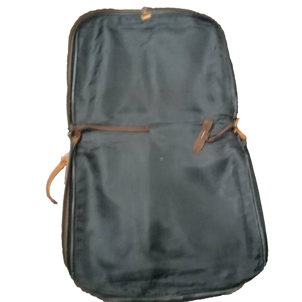 Vintage Leather Garment Bag Brown Luggage Tote Zipper Closure Lined 21"L 17"W - Picture 2 of 3